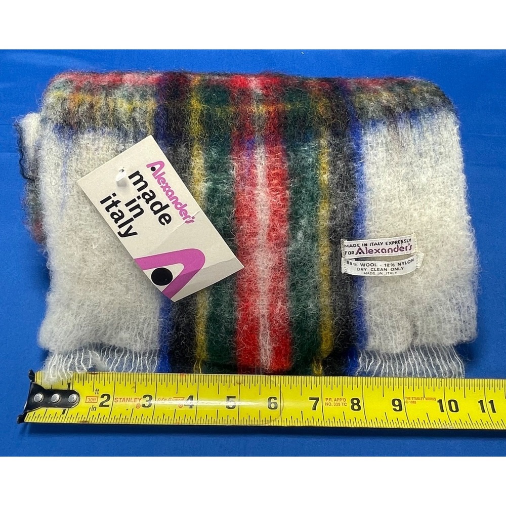 Alexander's Wool Scarf Made in Italy Dry Clean New W/ Tag 62" X 9" - Picture 3 of 6